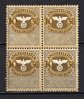 `50` Employee Insurance Revenue Stamps, Germany (Block of Four, MNH)