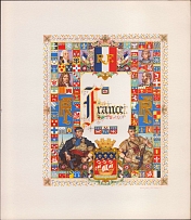 France, Arthur Szyk, Visual History of Nations, Lithography, Rare, New York, United States, Cinderella, Non-Postal Stamps