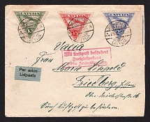 1930 (23 Jul) Latvia Airmail cover from Riga to Berlin with airmail handstamp, franked with the full set of 1928