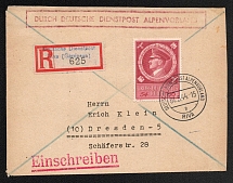 1944 (1 May) Third Reich, Germany, Registered Cover from Riva del Garda (Italy) to Dresden franked with 54pf (Mi. 887)