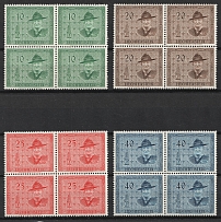 1953 Liechtenstein, Scouts, Blocks of Four, Scouting, Scout Movement, Cinderellas, Non-Postal Stamps (Full Set, CV $390, MNH)