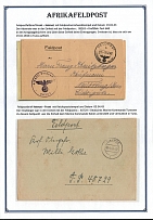 1943 Germany, German Field post in Africa, cover from Front (Tunis area) to Germany, Field post № 08263, and cover from Itzehoe to front (Tunis area), Field post № 40729