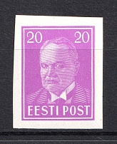 1936-40 20S Estonia (PROBE, Proof, Stamp by Sc. 128, Imperforated, MNH)