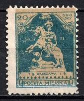1916 20gr Warsaw Local Issue, Poland, Unofficial Stamps (Mi. VI a, Signed, CV $40)