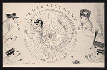 1914-18 'Encirclement' WWI European Caricature Propaganda Postcard, Europe