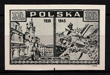 1945 3zl Republic of Poland (Official Black Print, Proof of Fi. 382)