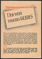 The Value of Our Money, Germany Third Reich Propaganda Booklet