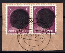 1945 6pf Grabow (Mecklenburg), Germany Local Post, Pair (Mi. 4 b, Signed, Canceled, CV $600)