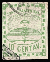 1858 10c Argentina, South America (SG 2a, Canceled, CV $85)