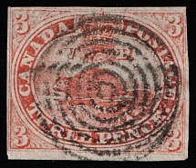 1851 3p Quebec, Canada (SG 1a, Canceled, CV $1,650)