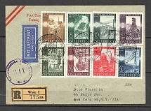 1947 Austria censorship FDC registered airmail cover to USA with full set CV 40 EUR