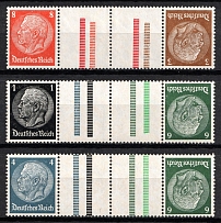 1940-41 Third Reich, Germany, Gutter Tete-beches, Zusammendrucke (Mi. KZ 34 - KZ 36, CV $50, MNH)