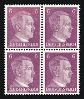 1941-44 6pf Third Reich, Germany, Block of Four (Mi. 785, MNH)