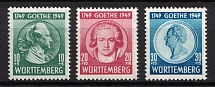 1949 Wurttemberg, French Zone of Occupation, Germany (Mi. 44 - 46, Full Set, CV $40)
