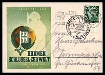 1938 'Exhibition Bremen - Key to the world', Propaganda Postcard, Third Reich Nazi Germany