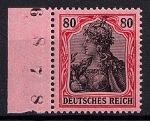 1915-19 80pf German Empire, Germany (Mi. 93 II b, Plate Number, MNH)