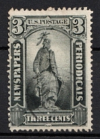 1875 3c Statue of Freedom, Newspaper and Periodical Stamp, United States, USA (Scott PR10, Canceled, CV $50)