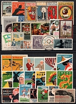 Germany, Italia, Europe, Stock of Cinderellas, Non-Postal Stamps, Labels, Advertising, Charity, Propaganda (#201B)
