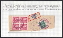 1938 Fragment of a customs printout sent by registered mail from the office of SANDAU (Sandov). Date of customs 1938 (Sep 29), Occupation of Sudetenland, Germany
