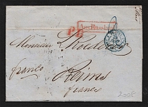 1857 Cover from St. Petersburg to Paris, France (Rhomboid Postmark, Dobin 3.08 - R4)