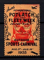 1935 International Potlatch Fleet Week, Outdoor Sports Carnival, Seattle, United States, Poster Stamp