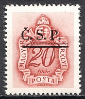 1945 Roznava Slovakia Ukraine CSP Local Overprint 20 Filler (MNH)