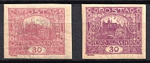 1919-20 Czechoslovakia (Sc. 47a, 47e, CV $300)