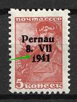 1941 5k Parnu Pernau, German Occupation of Estonia, Germany (Mi. 5 II PF VI, Cutted '1' in Date, Print Error, Signed, CV $200, MNH)