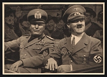 1941 'The Fuhrer  and Duce', Propaganda Postcard, Third Reich Nazi Germany