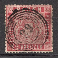 1860-61 Baden Germany 9 Kr (CV $285, Canceled)