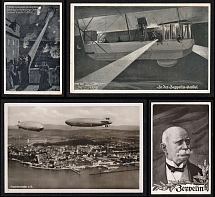 Zeppelins, Third Reich, Germany, Stock of 4 Mint Postcards