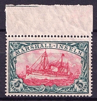 1916-19 5M Marshall Islands, German Colonies, Kaiser’s Yacht, Germany (Mi. 27 B I, Margin, CV $200, MNH)
