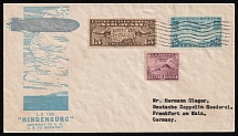 1936 (20 May) 'Airship Hindenburg, Flight Germany - USA, USA - Germany', United States, USA, Airmail Cover to Frankfurt on Main, franked with 3c, 15c, 25c