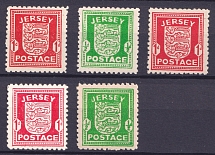 1941-42 Jersey, German Occupation, Germany (Mi. 1 x y - 2 x y, CV $70)
