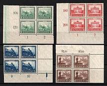 1930 Weimar Republic, Germany, Blocks of Four (Mi. 450 - 453, Plate Numbers, Full Set, CV $1,100, MNH)