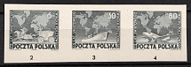 1949 Republic of Poland, Se-tenant (Official Black Print, Proofs of Mi. 533 - 535)