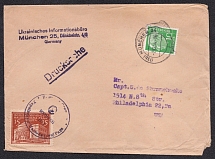 1954 Munich, Ukrainian National Council, Ukraine, Underground Post, Cover, franced with 10pf FRG Stamp, Munich - Philadelphia