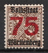 1919 Wurttemberg, German States, Germany (Mi. 271 y, CV $130)