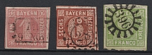 1850 Bavaria, German States, Germany (Mi. 3 - 5, Used, CV $80)