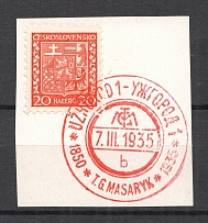 1935 Carpatho-Ukraine Thomas Masaryck 20 H (`Uzhgorod 1` Special Red Postmark)