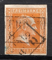 1857 3sgr Prussia, German States, Germany (Mi. 8, Canceled, CV $70)