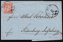 1875 Bavaria, German States, Germany, Cover from Hof to Ludenberg-Magdeburg franked with 3kr (Mi. 33, CV $60)