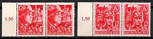 1945 Third Reich Last Issue, Germany, Pairs (Control Numbers '1.50', Perforated, Full Set, CV $240, MNH)