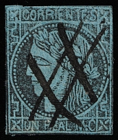 1856 1r Argentina, Corrientes, South America (Canceled, CV $50)