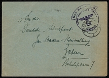 1944 Official cover with handstamped franking Free throughout the Reich National University at Strassburg Letter Stamp