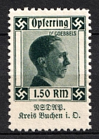 Goebbels, Third Reich, Nazi Germany NSDAP Propaganda, Donation stamp (MNH)