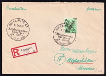 1948 (8 Jul) District 27 Leipzig Main Post Office, Leipzig Emergency Issue, Soviet Russian Zone of Occupation, Germany, Registered Cover (Special Cancellation)