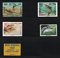 Trout Stamps, West Virginia, Fishing Permit License, United States (MNH)