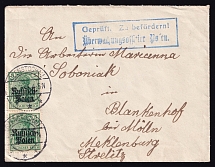 1915 5pf Pair, Poland, German Occupation, Germany, Cover, Blankenhof - Mecklenburg-Strelitz - Czestochowa (Mi. 2)