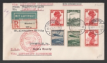 1936 (30 Apr) Germany, Hindenburg airship Registered airmail cover from Munich to Ottsvile (United States), 1st flight to North America 'Frankfurt - Lakehurst' (Sieger 406 C)